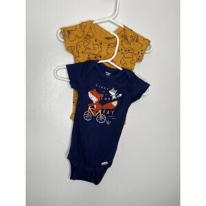 PAIR (TWO) Gerber Onsies Fox Theme Size 3-6 Mos. EUC